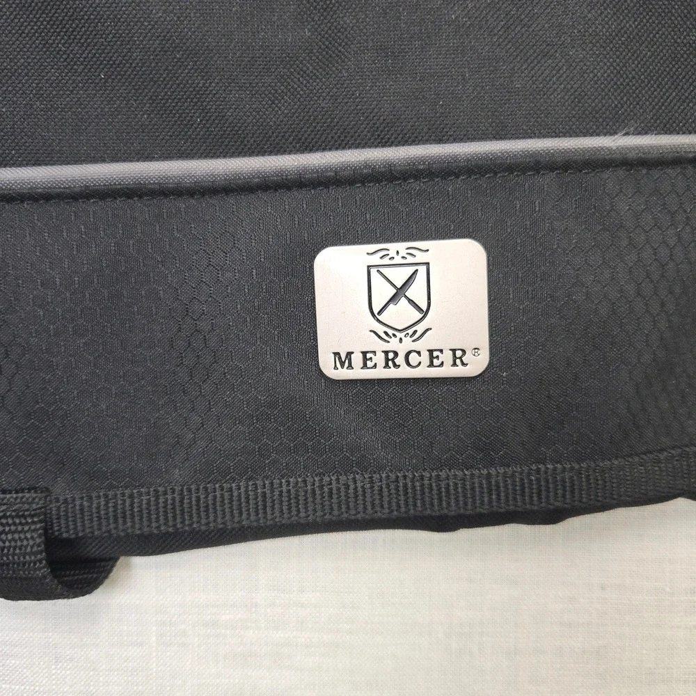 Mercer Chef Knife Roll Bag Culinary Case Paint Stains Blk Shoulder Strap Pockets